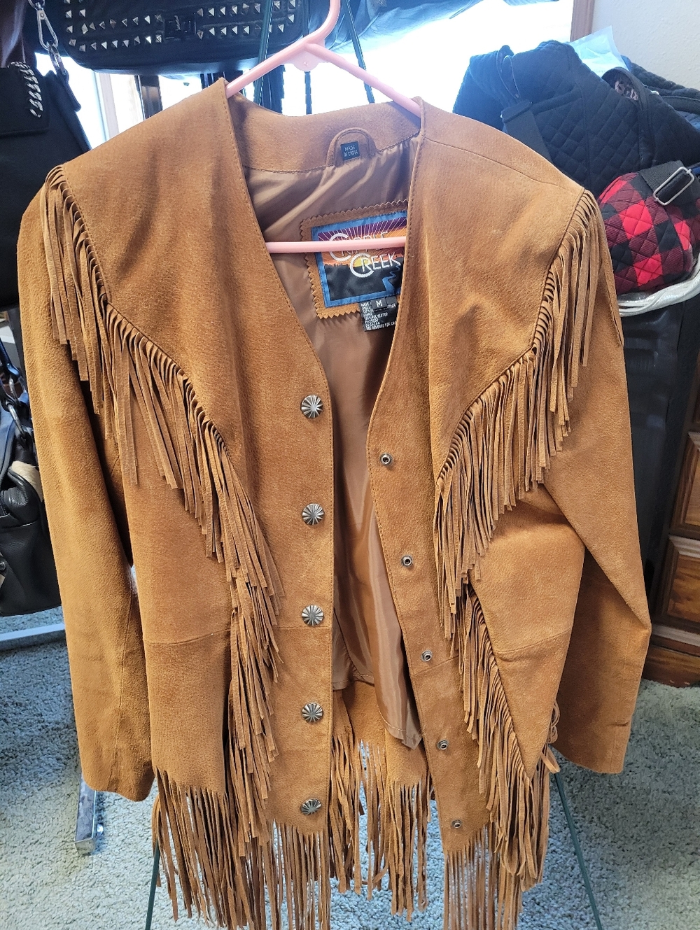 Fringed Tan Suede Leather Jacket - Creek